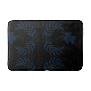 Tapete De Banheiro Chic Elegante floral Azul Preto