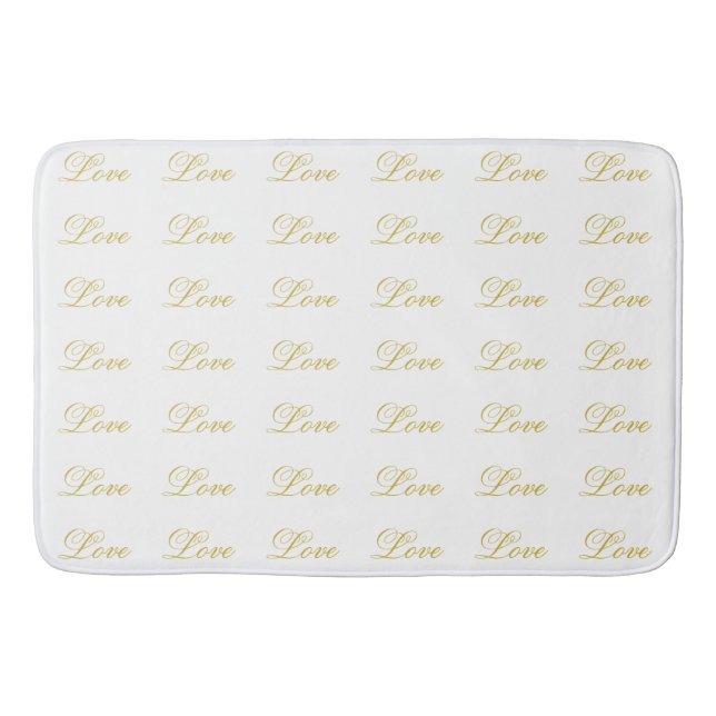 Tapete De Banheiro Chic Grafite Dourado Branco Amor Caligrafia Casame (Frente)