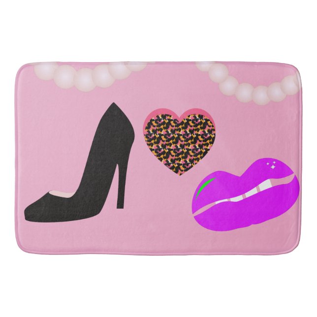 Tapete De Banheiro Chic Lips Heels Pearls (Frente)