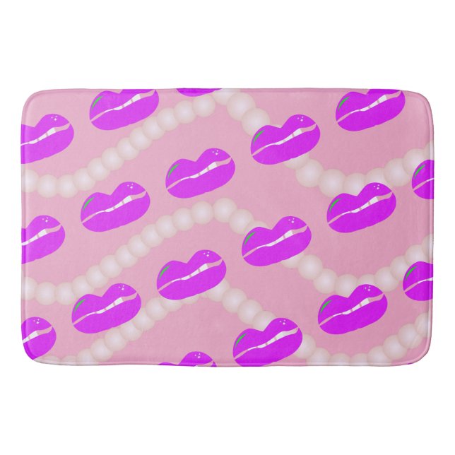 Tapete De Banheiro Chic Lips Pearls Pink (Frente)