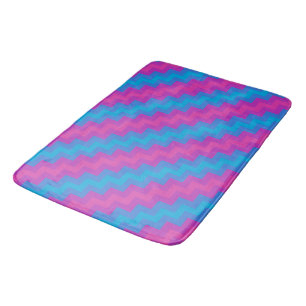 Tapete De Banheiro Chic Magenta Magenta Azul Turquesa Rosa Chevrons