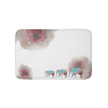 Chic Watercolor Floral E Elefante Bath Mat