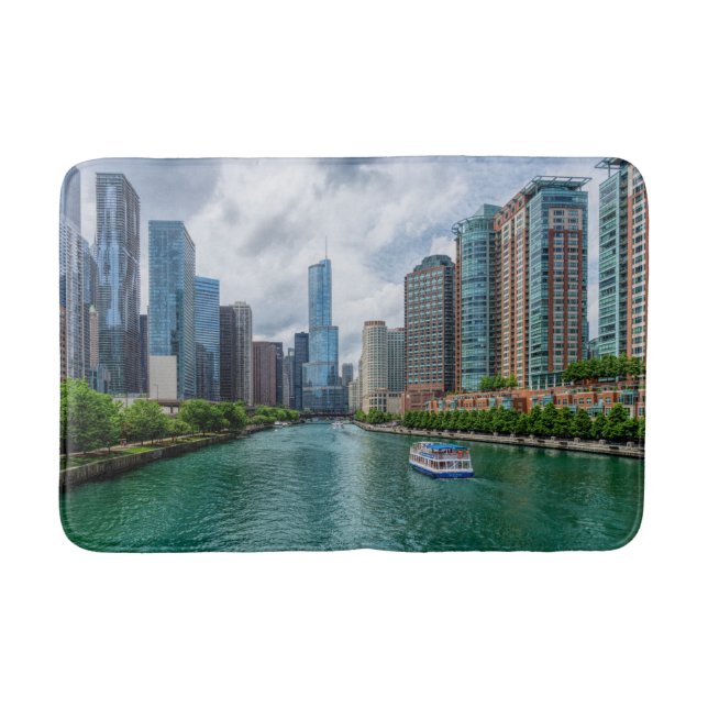 Tapete De Banheiro Chicago River e Trump Tower (Frente)