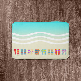 Tapete De Banheiro Chinelos Coloridos de Praia de Verão