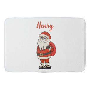 Tapete De Banheiro Chinelos de Natal do Papai Noel Personalizado