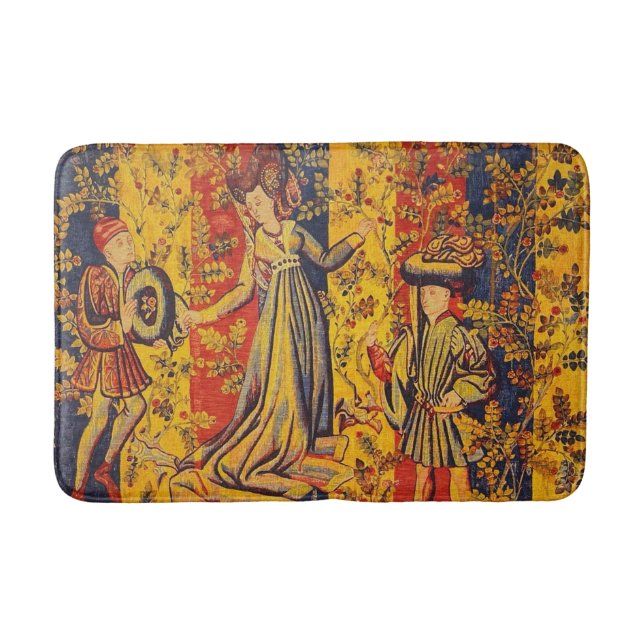 Tapete De Banheiro Chinoiserie amarela azul-vermelha medieval italian (Frente)