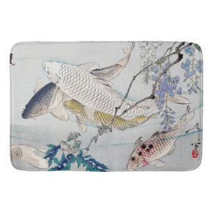 Tapete De Banheiro Chinoiserie Peixes Koi e Impressão de Wistéria Rox