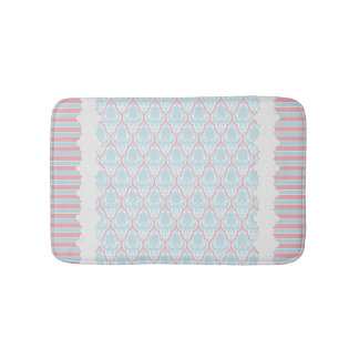 Tapete De Banheiro Chique Azul e Azul - Damasco Rosa