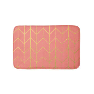 Tapete De Banheiro Chique moderno do fundo cor-de-rosa coral Dourado