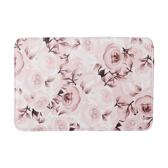 Tapete De Banheiro Chique Rosa Glam Decoração Floral (Frente)