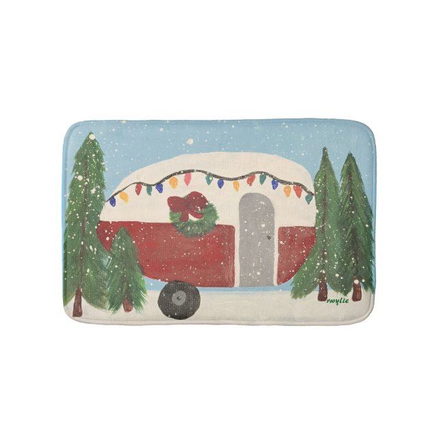 Tapete De Banheiro Christmas Camping Trailer (frente)