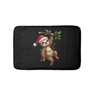 Tapete De Banheiro Christmas Lights Sloth Wearing Xmas Hat - Sloth Lo
