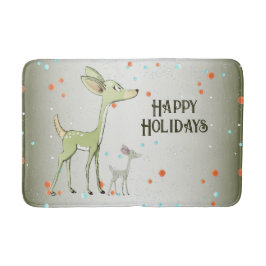 Tapete De Banheiro Christmas Party Green Deers Holidays Cute