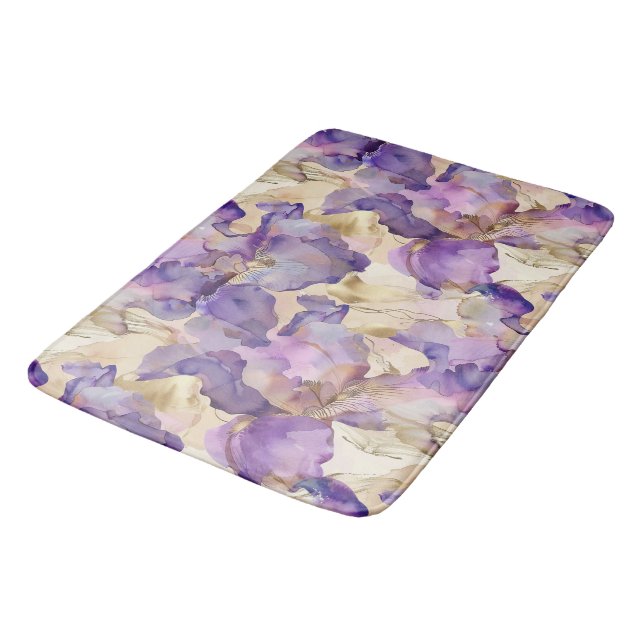 Tapete De Banheiro Chuva de Noiva Romântica Roxo Dourado Íris Floral (Angulado)