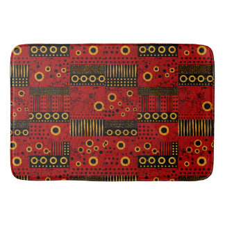 Tapete De Banheiro Chuveiro Tribal Africano Vermelho em Patchwork de