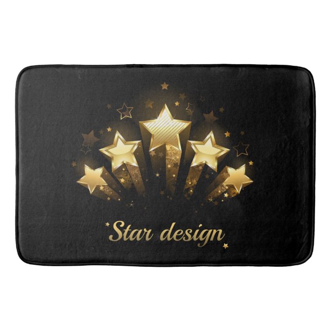 Tapete De Banheiro Cinco estrelas douradas em preto (Frente)