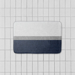 Tapete De Banheiro Cinza Azul Escuro - Traço Simples Branco