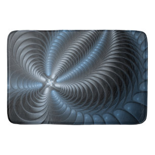 Tapete De Banheiro Cinza Azul Plástico Arte Fractal 3D Abstrato