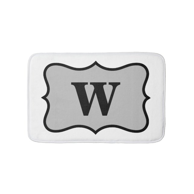 Tapete De Banheiro Cinza branca negra Monograma inicial decoração (frente)