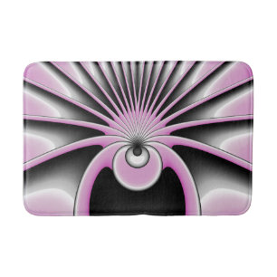 Tapete De Banheiro Cinza Rosa Fractal Abstrato moderna Figura Negra