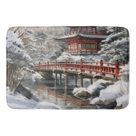 Tapete De Banheiro Cinza Vermelha Pagoda Japonesa Soribashi Winter
