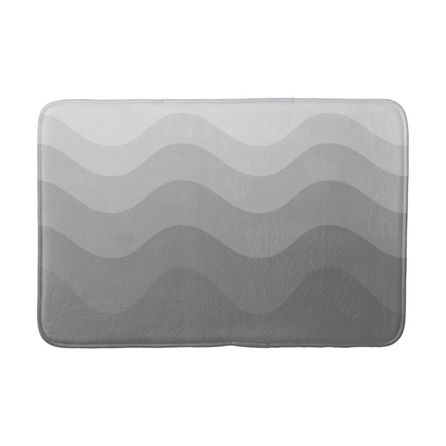 Tapete De Banheiro Cinza Wavey Stripe Moderna Bath Mat (Frente)