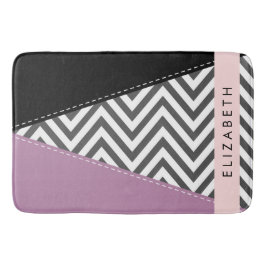 Tapete De Banheiro Cinza Zigzag, Cinza Chevron, Purple, Seu Nome