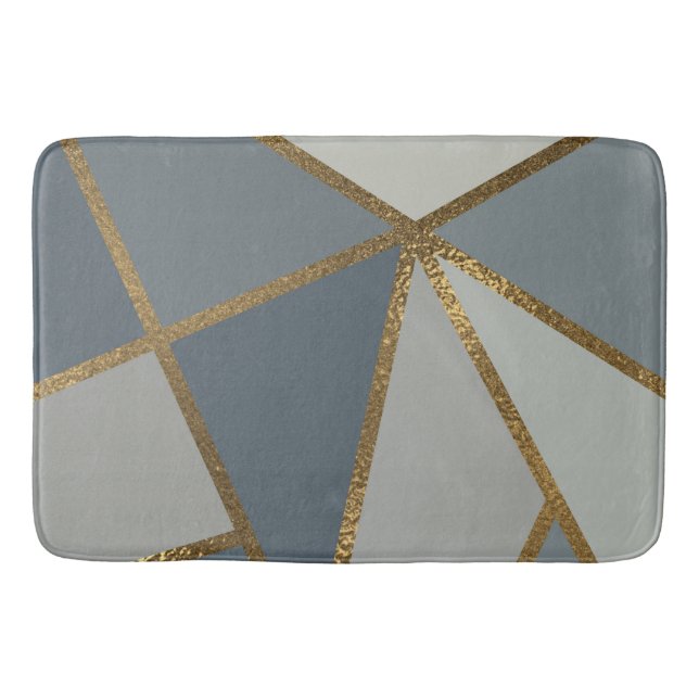 Tapete De Banheiro Cinzas & Bronze Dourado Geométrico Banho Chic (Frente)