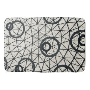 Tapete De Banheiro Círculos Abstrato preto e branco