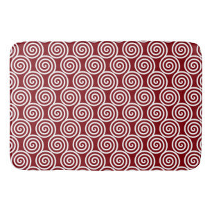 Tapete De Banheiro Círculos Abstratos em Espiral em Burgundy e Banho
