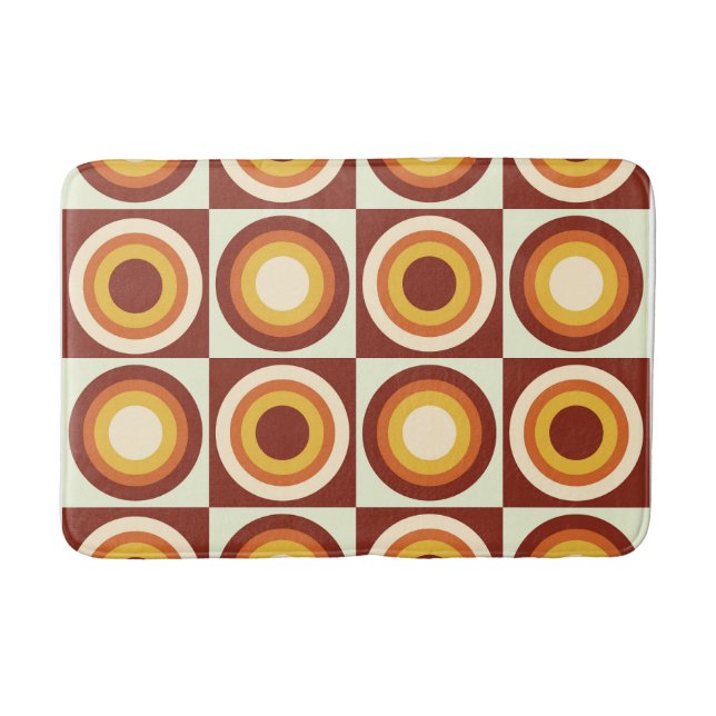 Tapete De Banheiro Círculos Amarelos Laranja de meio século em quadra (Frente)
