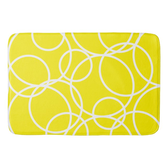Tapete De Banheiro Círculos brancos geométricos Abstrato amarelo (Frente)