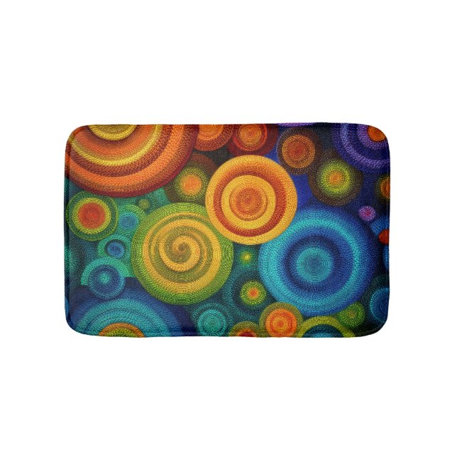 Tapete De Banheiro Círculos concêntricos abstratos em multicolorido v (frente)