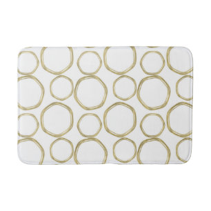 Tapete De Banheiro Círculos Dourados em Moderno Branco