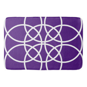 Tapete De Banheiro Círculos Espirais Brancos em Púrpura