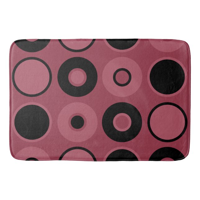 Tapete De Banheiro Círculos Rosa e Preto (Frente)