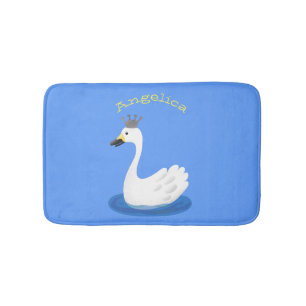 Tapete De Banheiro Cisne branco-branco com desenho animado