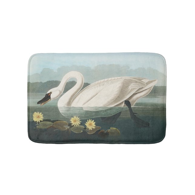 Tapete De Banheiro cisnes brancas de pássaro de audubon do cisne (frente)