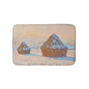 Tapete De Banheiro Claude Monet - Wheatstacks, Efeito da Neve, Manhã