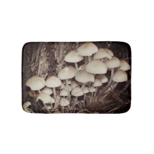 Tapete De Banheiro Cluster de Cogumelos Selvagem Brancos