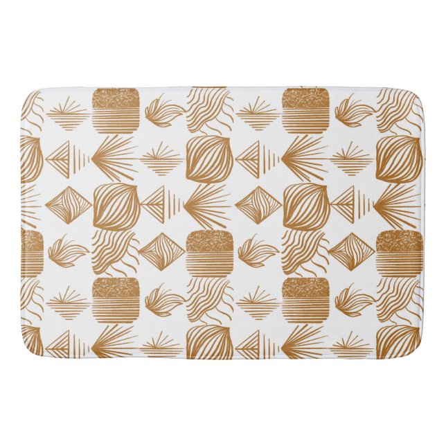 Tapete De Banheiro Coágulo Tribal de Caribe Negrito: Dourado, Branco (Frente)