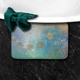 Tapete De Banheiro Coastal Grunge   Azul e Verde Dourado