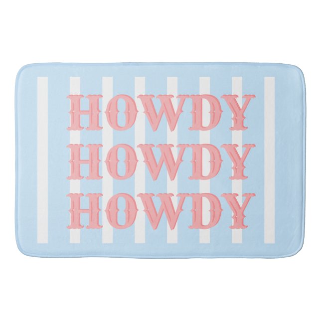 Tapete De Banheiro Coasteira Cowgirl Blue Stripes Howdy (Frente)