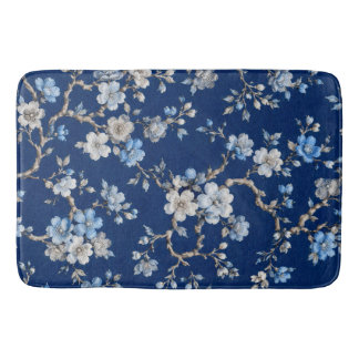 Tapete De Banheiro Cobertor de Lançar com Elegante Padrão Floral Azul