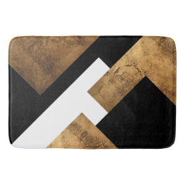 Tapete De Banheiro Cobre Dourado Preto Geométrico Chic