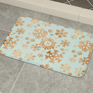 Tapete De Banheiro Cobre Floco de Neve Monograma Robin ovo Banho Azul