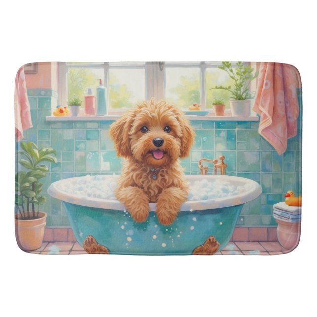 Tapete De Banheiro Cockapoo Bath Time Cute Bathroom Decor (Frente)