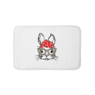 Tapete De Banheiro Coelhinho Bonito Rosto Leopardo Impressão Vermelho