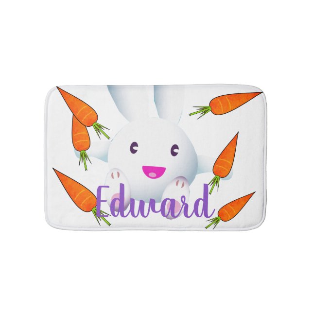 Tapete De Banheiro Coelhinho Branco e Cenouras (frente)
