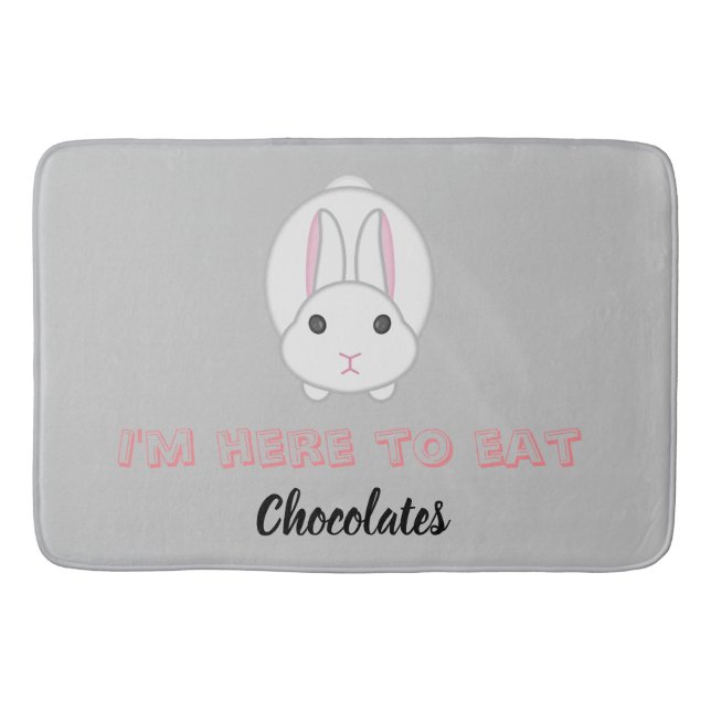 Tapete De Banheiro Coelhinho de Páscoa à espera de comer chocolate (Frente)